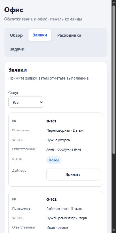 Задачи и контроль — мобильная панель NotifyOps